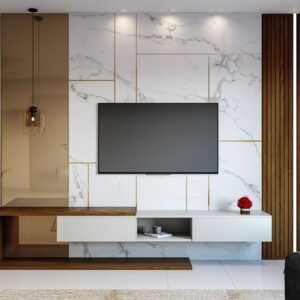 Modern Luxe Marble & Wood TV Unit